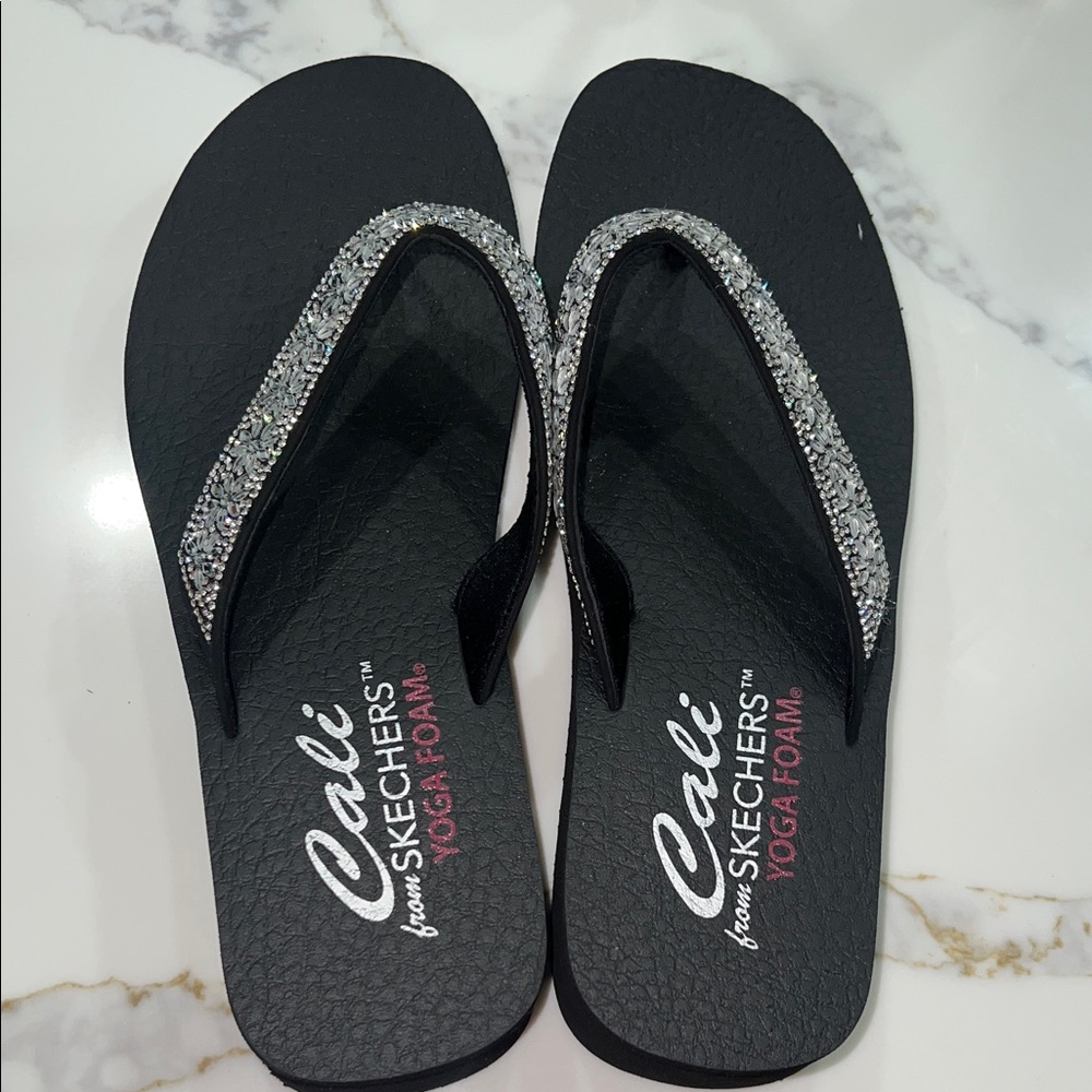 Skechers Black Rhinestone Sandals - Picture 3 of 5